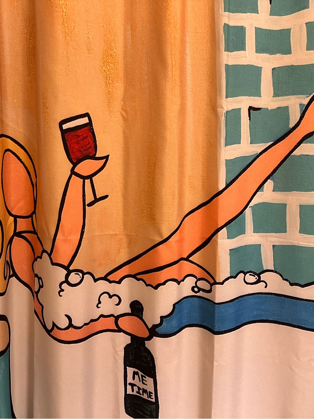 Spa Time Shower Curtain in Peach, Teal & White